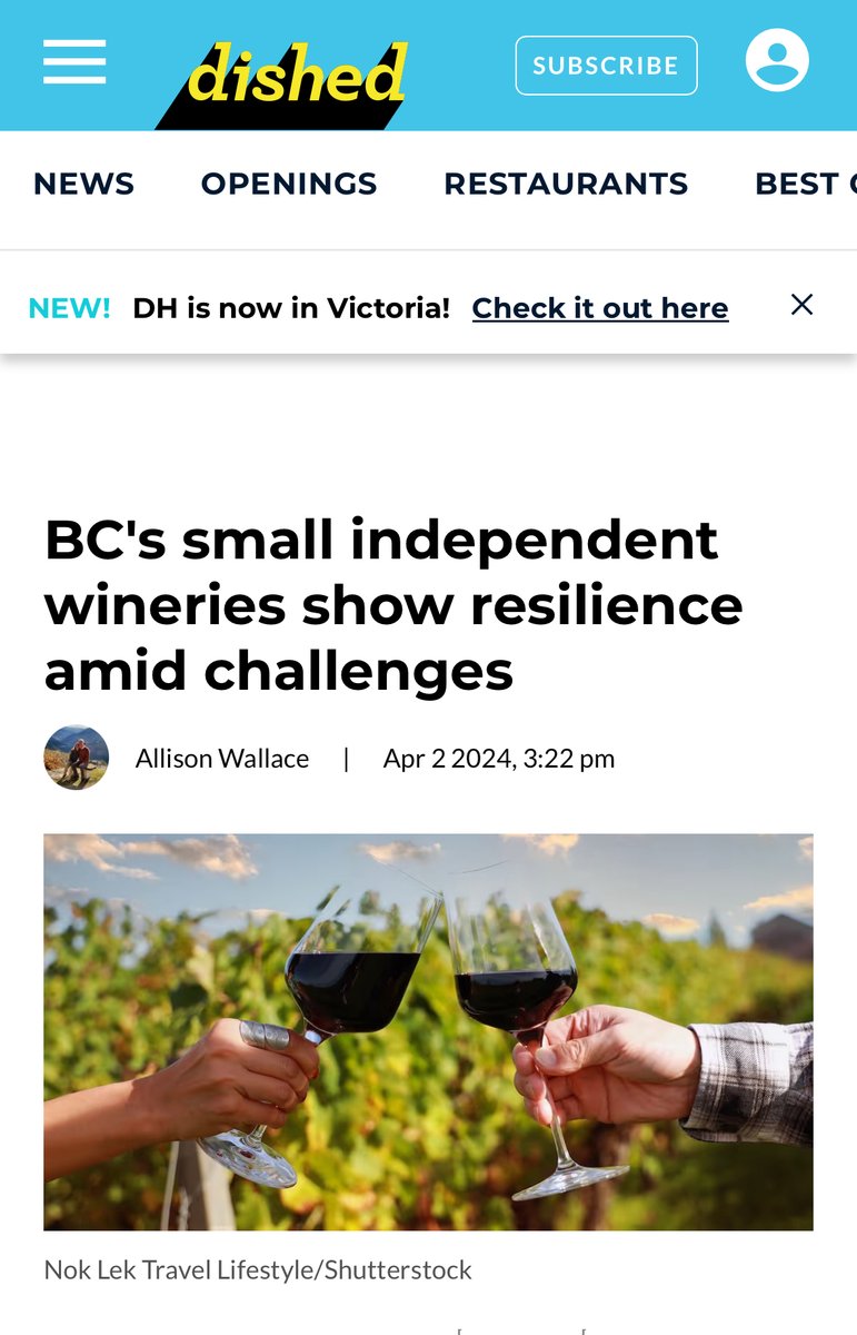 allison_wallace's tweet image. Our latest article for @DailyHiveVan shines a light on BC's small independent wineries: tinyurl.com/4mhwd4j5
#wine #BCwine #BCwinemonth #BCwinechat