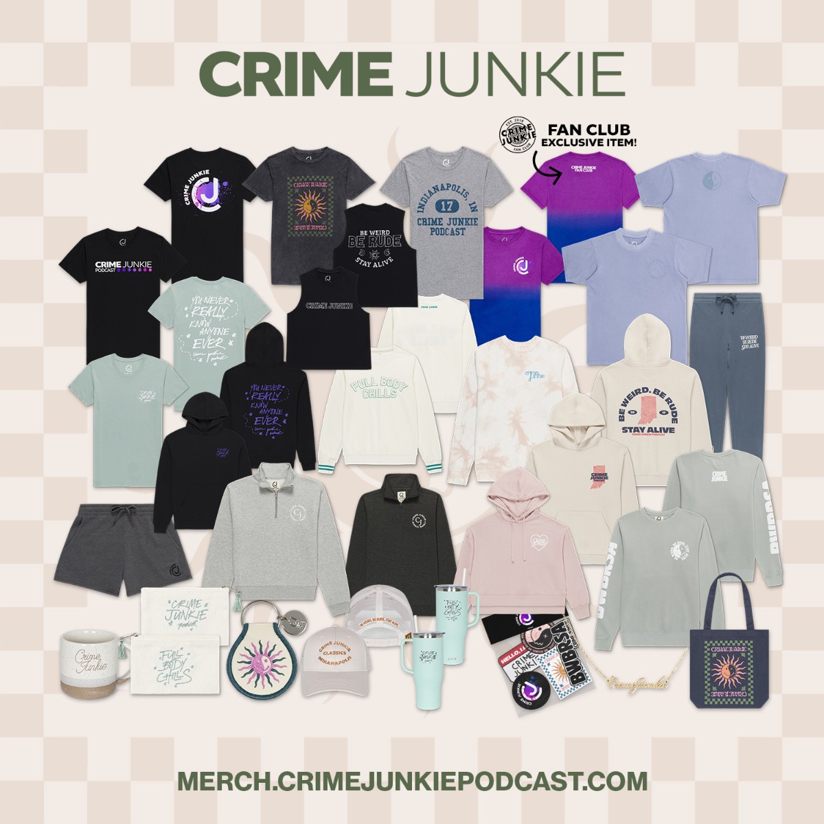 The merch store is now open exclusively for Crime Junkie Fan Club members 🛒 The store will open for everyone to shop on Monday the 8th! If you are not in the Fan Club, you can still shop TODAY! Head to crimejunkiepodcast.com/fanclub/ to sign up 👀