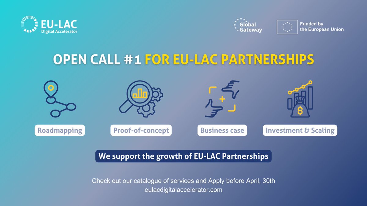 #CorLabInvita Call #1 for EU-LAC Partnerships busca implusar la transformación digital a través de la Innovación Abierta acelerando alianzas entre corporativos y startups de Europa, América Latina y Caribe +Info: bit.ly/3POjEPm