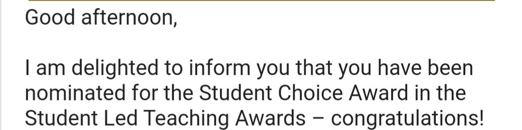 Pleased as punch to have been nominated for a Student Led Teaching Award! I'm always a little uncertain about my abilities as a teacher, so this kind of recognition from students is a wonderful boost!