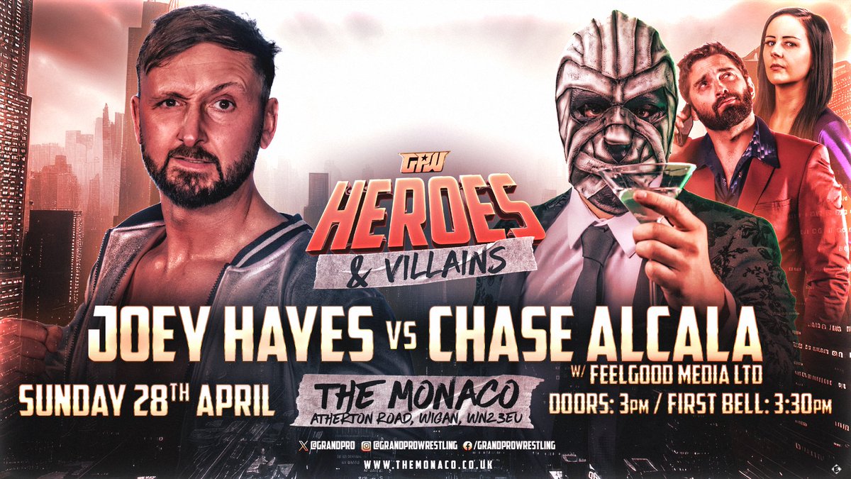 See Brit Wres’ favourite son, @TheJoeyHayes take on @Martini_Chase for the first time ever. ‼️ Apr 28th 🎟️🎫 skiddle.com/e/37267277
