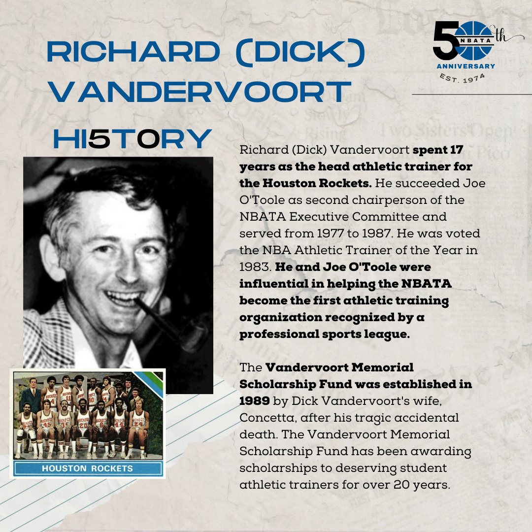 Richard Vandervoort spent 17 years as the Head AT for the Rockets & was one of the driving forces in helping the NBATA become the first athletic training organization to be recognized by a professional sports league which further credited the profession across the league & beyond