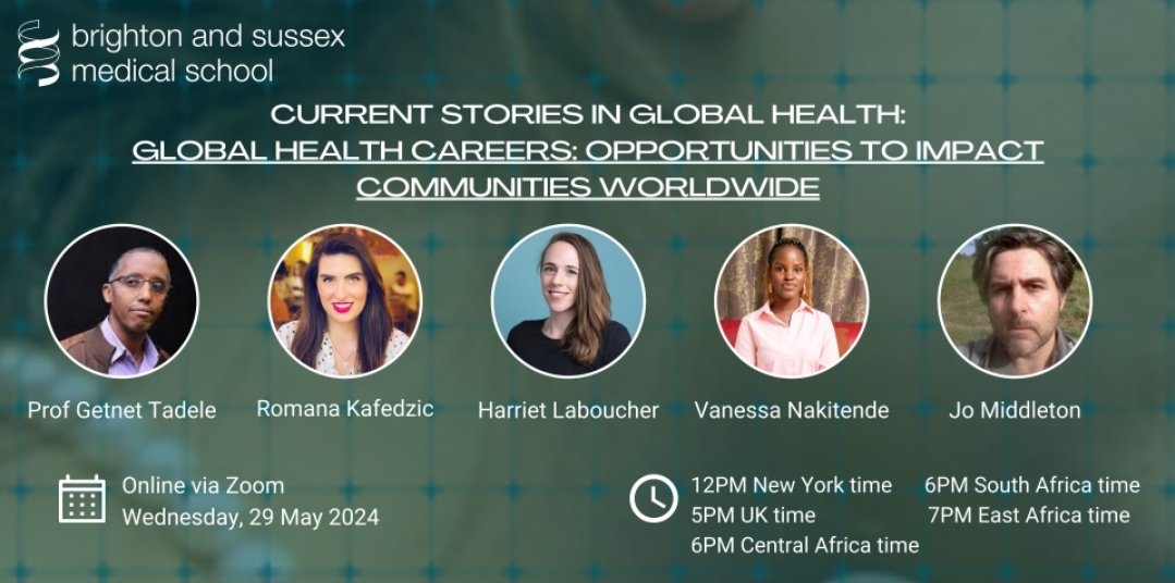📢 Join us for the next instalment in our #CurrentStoriesinGlobalHealth event, this time looking at #GlobalHealthCareers. 🗓 29 May 2024 ⏰️ 5PM (UK time) For more information and to register: eventbrite.co.uk/e/863591002937… #GlobalHealth #CurrentStories #CareerPlanning