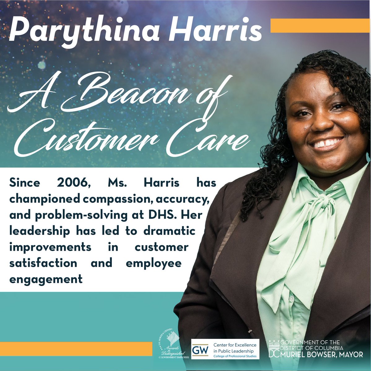 🌟 Celebrating Parythina Harris, a beacon of customer care and compassion at the Department of Human Services (DHS). Her dedication transforms lives and communities. #CafritzAwards #CustomerCare #CommunityImpact @DCHumanServ