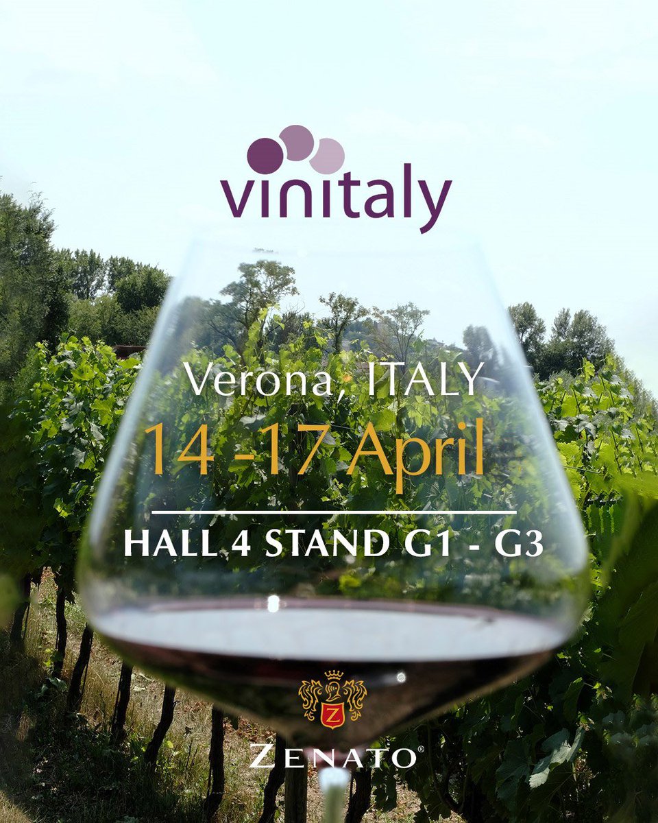 Join us at Vinitaly 2024 from 14 to 17 April at Hall 4 G1-G3. We are waiting for you with the new vintages of our wines and new projects! #vinitaly2024 #zenatowinery #zenatowines #lugana #valpolicella #amarone #italianpremiumwines