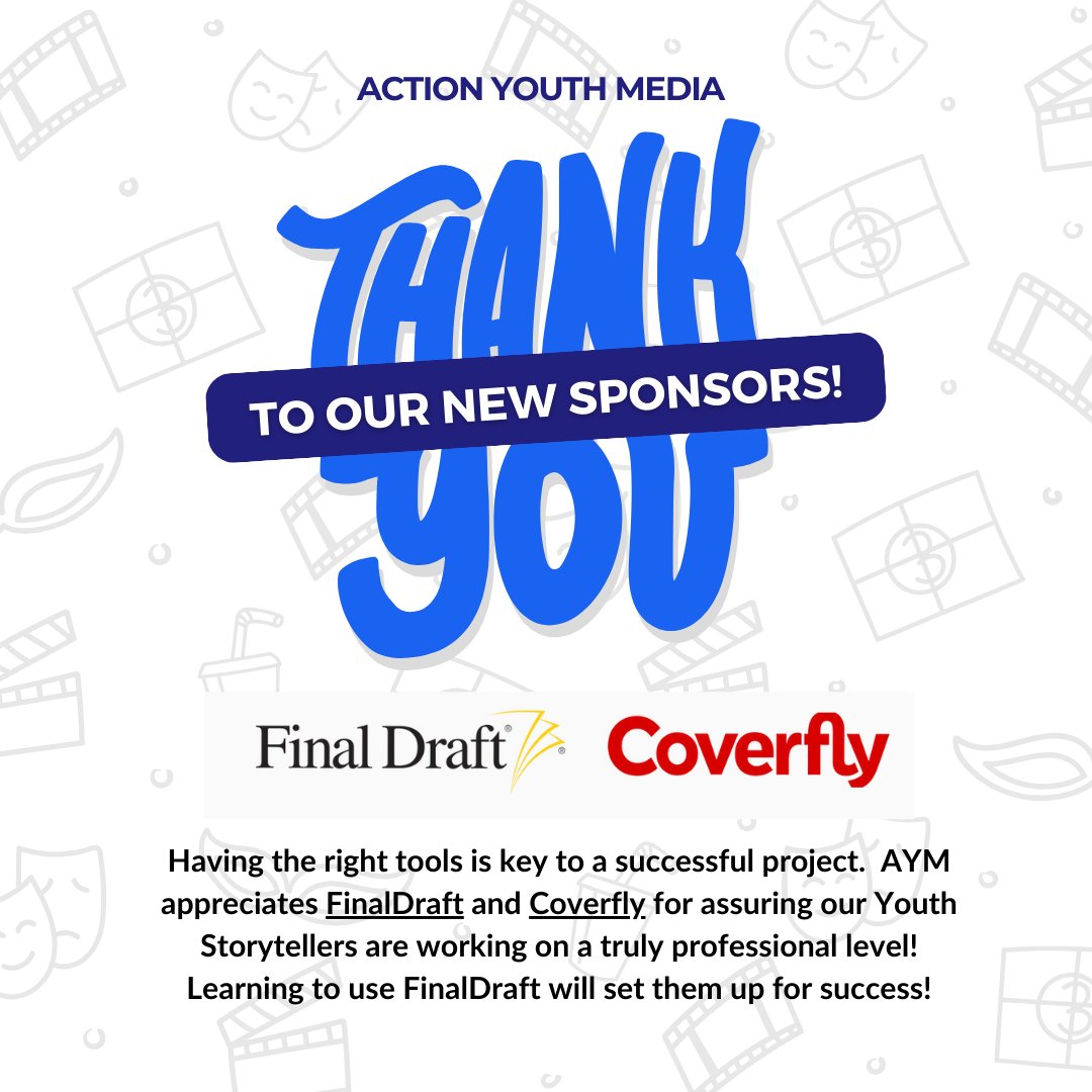 HUGE THANK YOU to our new sponsors! #AYM appreciates #FinalDraft and #Coverfly for their generous support and belief in our mission to empower aspiring young filmmakers.