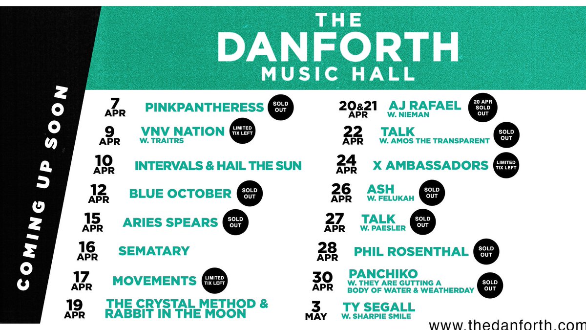 COMING UP✨Sunday, #PinkPantheress performs to a sold-out crowd. Tuesday, limited tickets remain to see #VNVNation alongside Traitrs, & next Wednesday, progressive metal heavyweights #IntervalsandHailTheSun take the stage! Tickets, info & more available at thedanforth.com