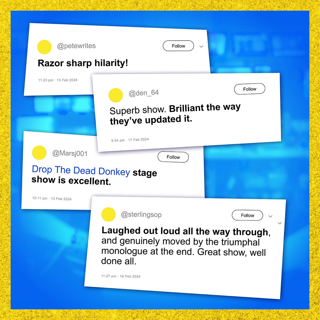 The GlobeLink News team continue to dominate headlines 30 years on! 📺

#DropTheDeadDonkey has 'RAZOR SHARP HILARITY!' ✨