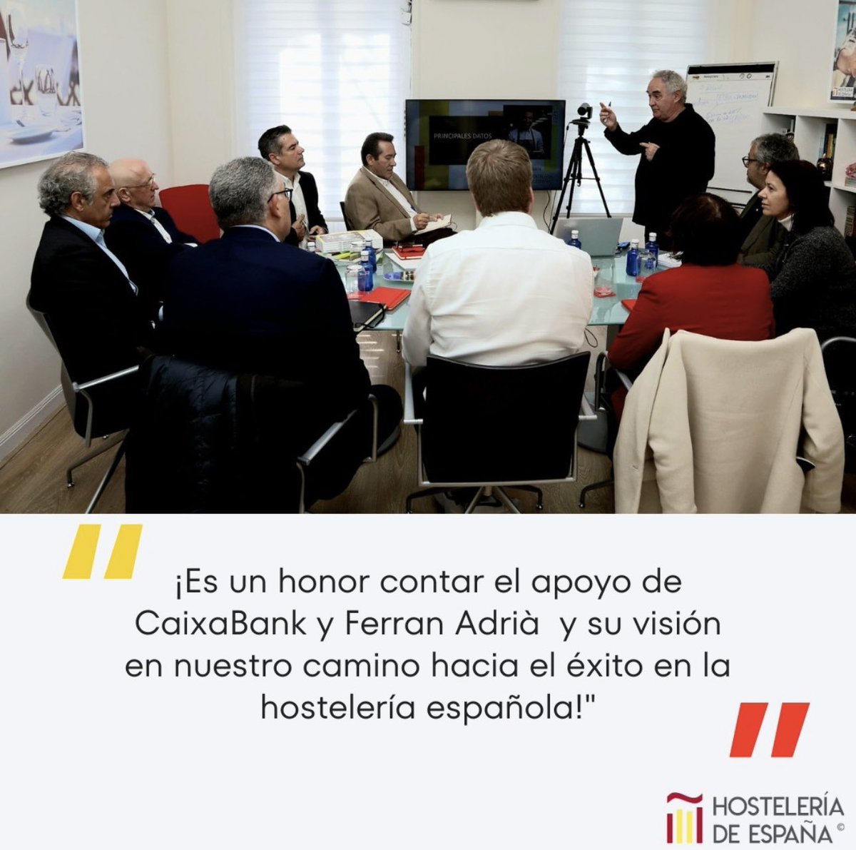 Un enorme placer compartir con <a href="/elBulli_oficial/">elBullifoundation</a> <a href="/ferranadria/">Ferran Adrià</a> 
 y <a href="/caixabank/">CaixaBank</a> #foodanddrinks una jornada de trabajo en <a href="/CEHEhosteleria/">Hostelería de España</a> con nuestro presidente @jlyzuel <a href="/egallegoCEHE/">Emilio Gallego</a> y todo el equipo de la confederación.