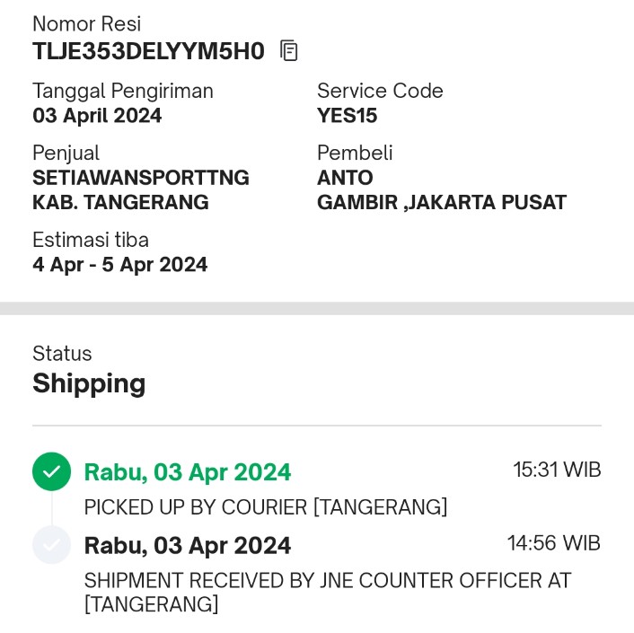 4ntonius's tweet photo. @JNECare @YLKI_ID @tokopedia @TokopediaCare percuma pake YES, kalo sampe nya sama ama reguler, paket ud lebih 24jam ga gerak.. https://t.co/BR9TR8KpAl