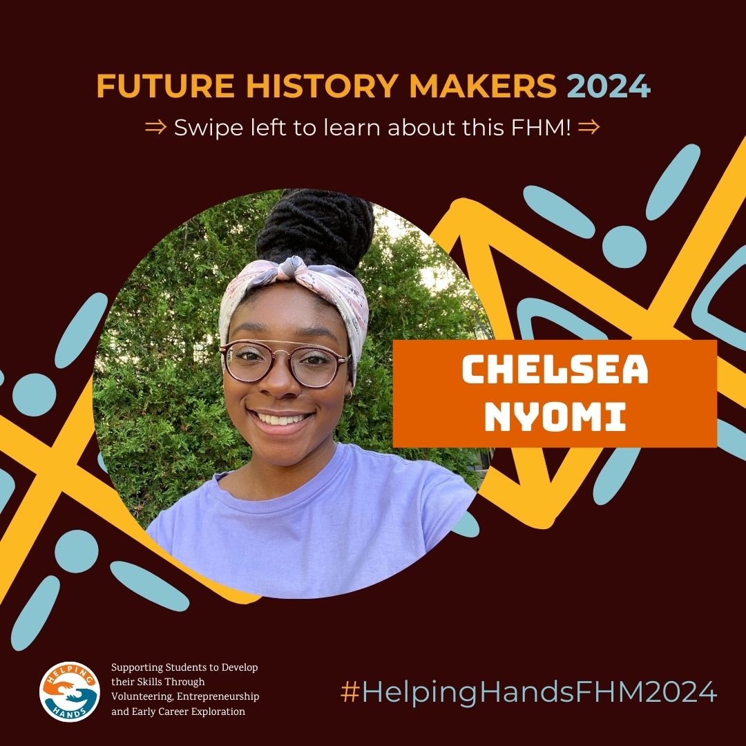 helpinghands's tweet image. To kickstart #FHM, we'd like to celebrate the accomplishments of Chelsea Nyomi (@chelseanyomi)! chelsea-nyomi.com

We are highlighting Future History Makers and are sharing their stories on @helpinghands social media. Follow us for more!

#FHM2024 #FutureHistoryMakers