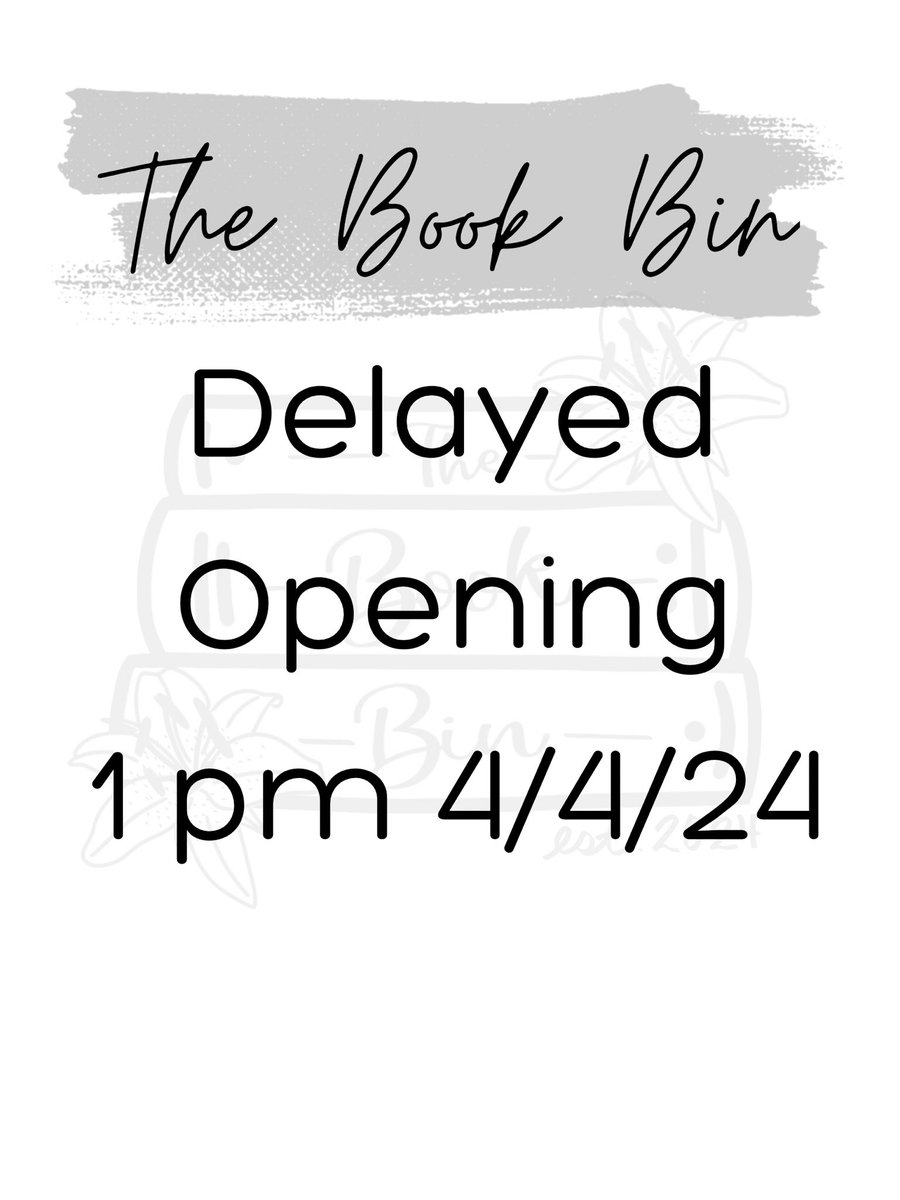 good morning book lovers! Opening will be delayed today due to family stuff. We will be open 1-6!