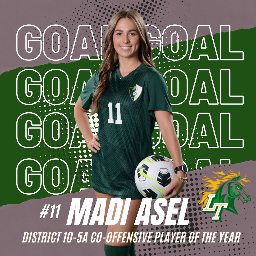 💚👏 A round of applause for @MadisonAsel on being named Co-Offensive Player of the Year for District 10-5A! Your relentless drive and skill on the field set the standard for excellence. @DFW_Girls_HS_VS @LethalSoccer