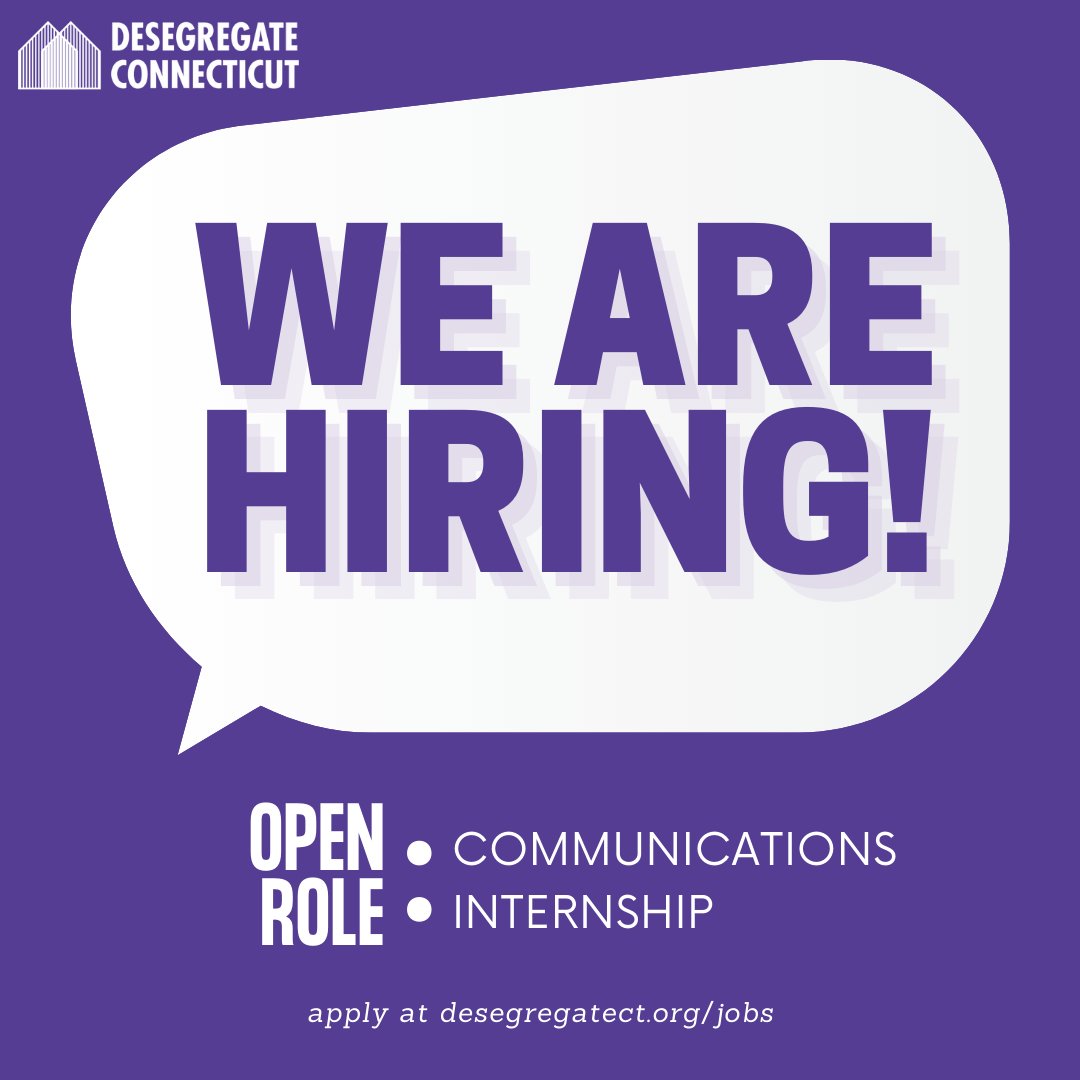 Join the pro-homes movement this summer! We have one open position left for a communications intern. Contact us now - for more info, visit the jobs page on our website through the link below! desegregatect.org/jobs