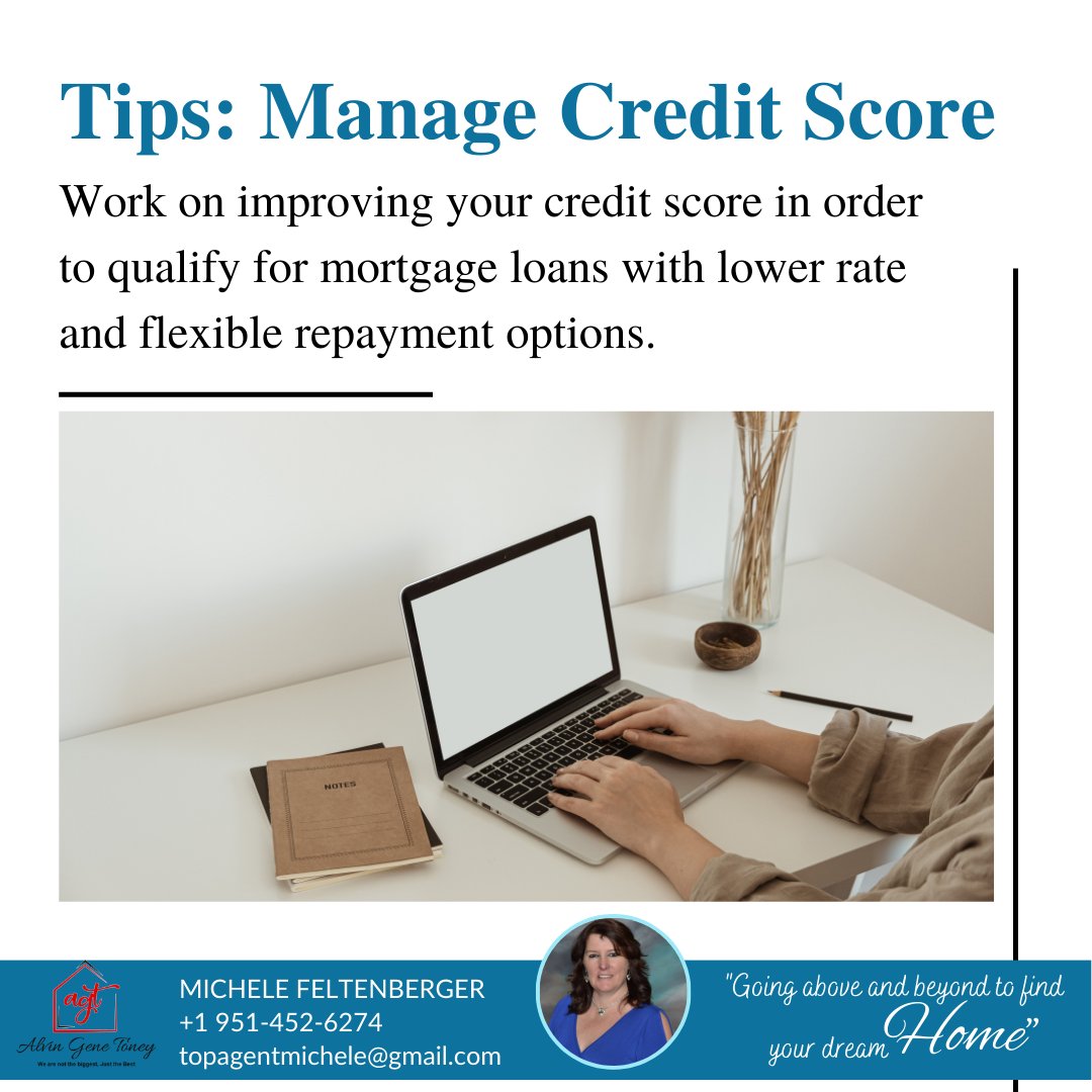 Credit Score Management Tips

For personalized advice, contact Michele Feltenberger.

📞 Call Michele: 951-452-6274
📧 Email: topagentmichele@gmail.com

Let's improve your credit for better mortgage options! 🏠💰 #CreditTips #MortgagePrep #ExpertAdvice