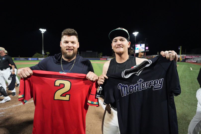 NDSU Baseball (@ndsubaseball) on Twitter photo #ProBison jersey swap!
Bennett Hostetler and Juan Gamez played in an exhibition game between <a href="/BlueWahoosBBall/">Pensacola Blue Wahoos</a> and <a href="/SultanesOficial/">Sultanes de Monterrey</a> last night! #ProBison jersey swap!
Bennett Hostetler and Juan Gamez played in an exhibition game between <a href="/BlueWahoosBBall/">Pensacola Blue Wahoos</a> and <a href="/SultanesOficial/">Sultanes de Monterrey</a> last night!