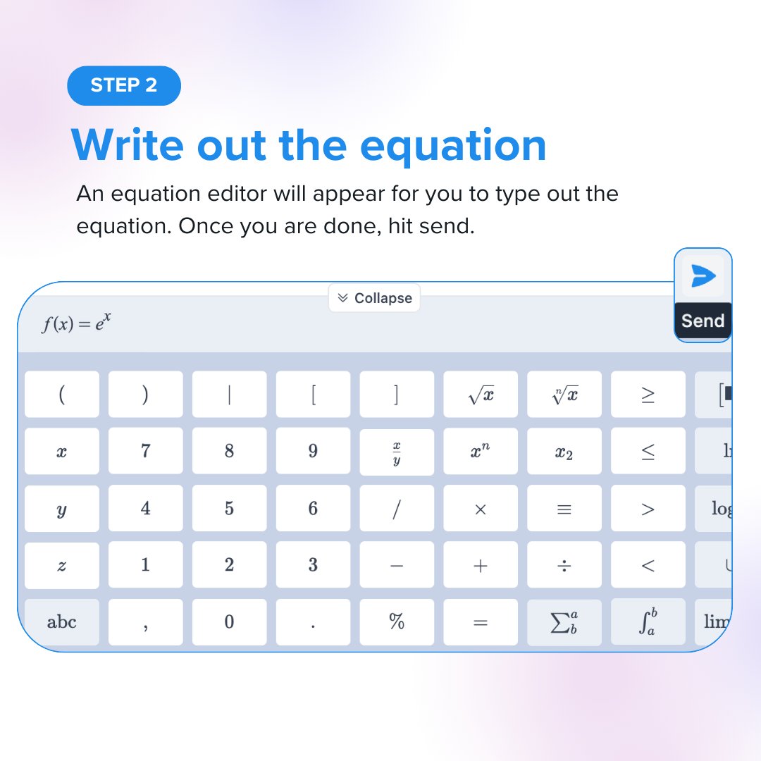 Have you tried the math equation editor on AI Tutor yet?

Now you can get better help with your math homework by writing out the math equations and asking Ai Tutor to help you solve them!

Try AI Tutor for free: tutorocean.com/ai