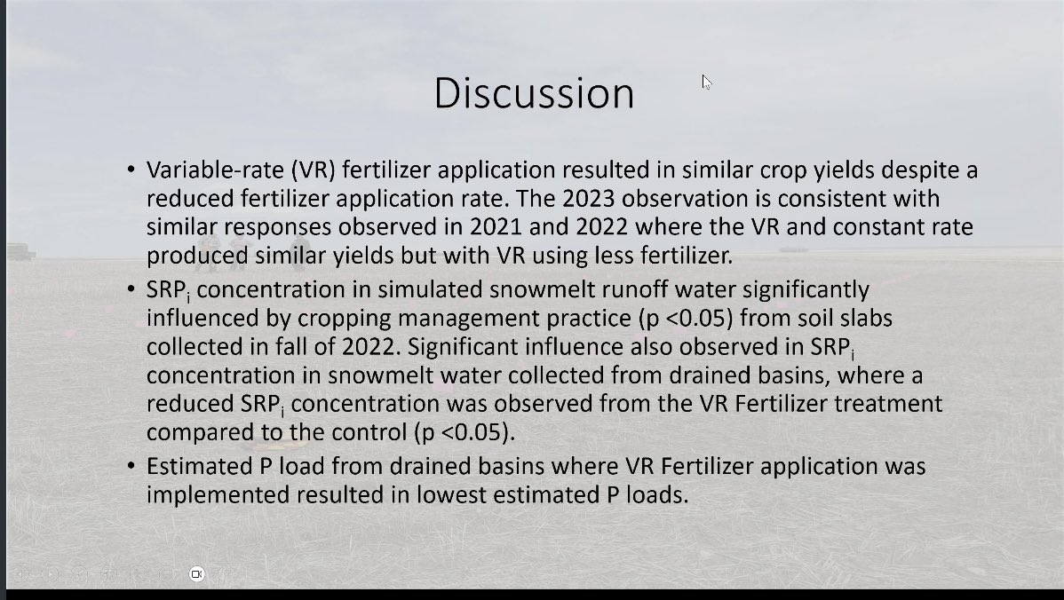Really enjoyed @blake_weiseth phosphorus presentation - especially the runoff work. Great stuff. A few of my biased highlights showing reduced runoff on the @DiscoveryFarmCA @swatmaps site at Langham.