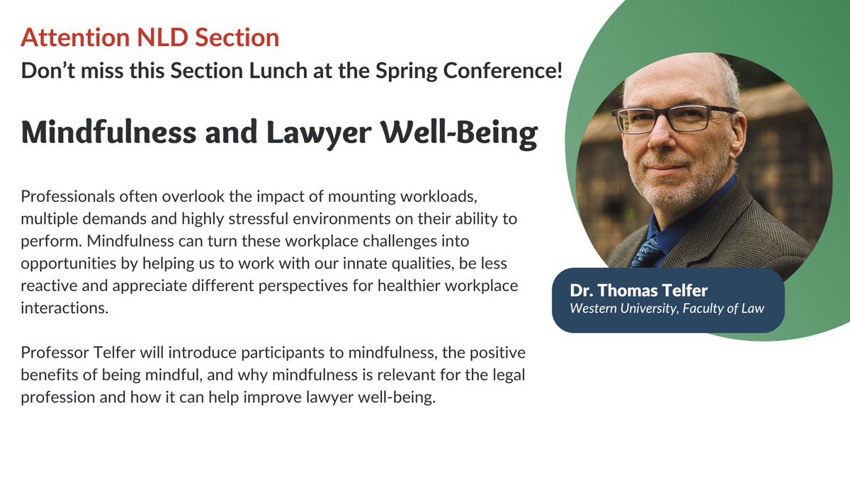 Mark your calendars for May 10! Join the NLD Section Lunch at the Spring Conference, featuring Professor Thomas Telfer from Western University Faculty of Law. OTLA members can register here: otla.com/?pg=events&evA…