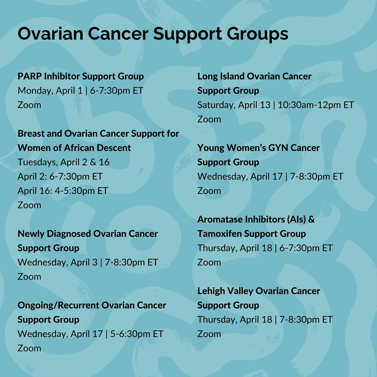 Your story has a place here. Swipe left to see our April calendar 📆 and find the group that speaks to you. Register for free: bit.ly/3FvPxY7 #SHARECancerSupport #BreastCancerSupport #GYNCancerSupport #CancerSupport