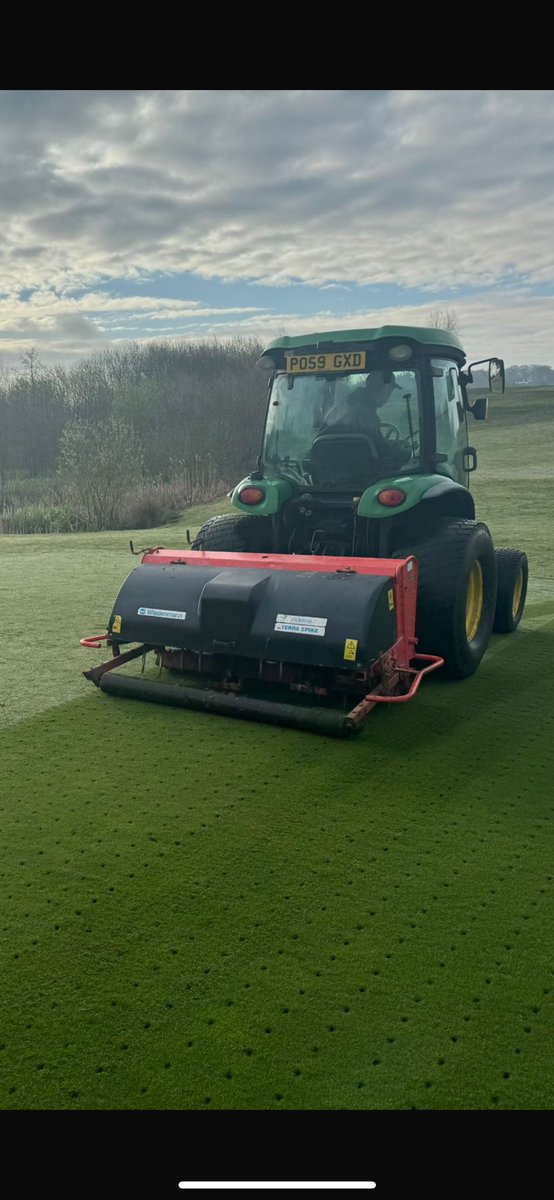 Getting some air into the greens at <a href="/golfbhgc/">Berrington Hall Golf</a> in-between the wet weather. #golf #aeration #greenkeeping  #vertidrain