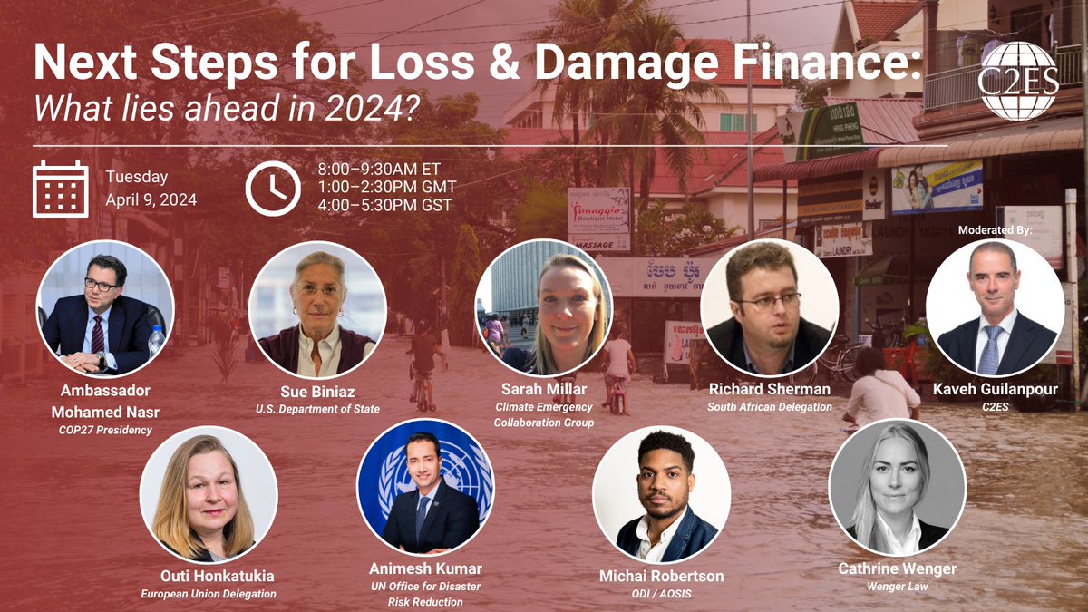 There’s still time to register for our webinar on the  historic  decision on  loss & damage funding arrangements, including the fund made at #COP28, and what lies ahead. April 9th  at 8AM ET/1PM GMT. 👉 Register: c2es.zoom.us/webinar/regist…