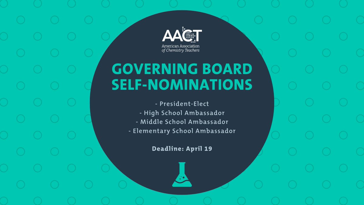 Get more involved with AACT! Self-nominations are now open for the following positions: President-Elect, High School Ambassador, Middle School Ambassador, Elementary School Ambassador Learn more about the positions and submit your self-nomination: brnw.ch/21wIvWn