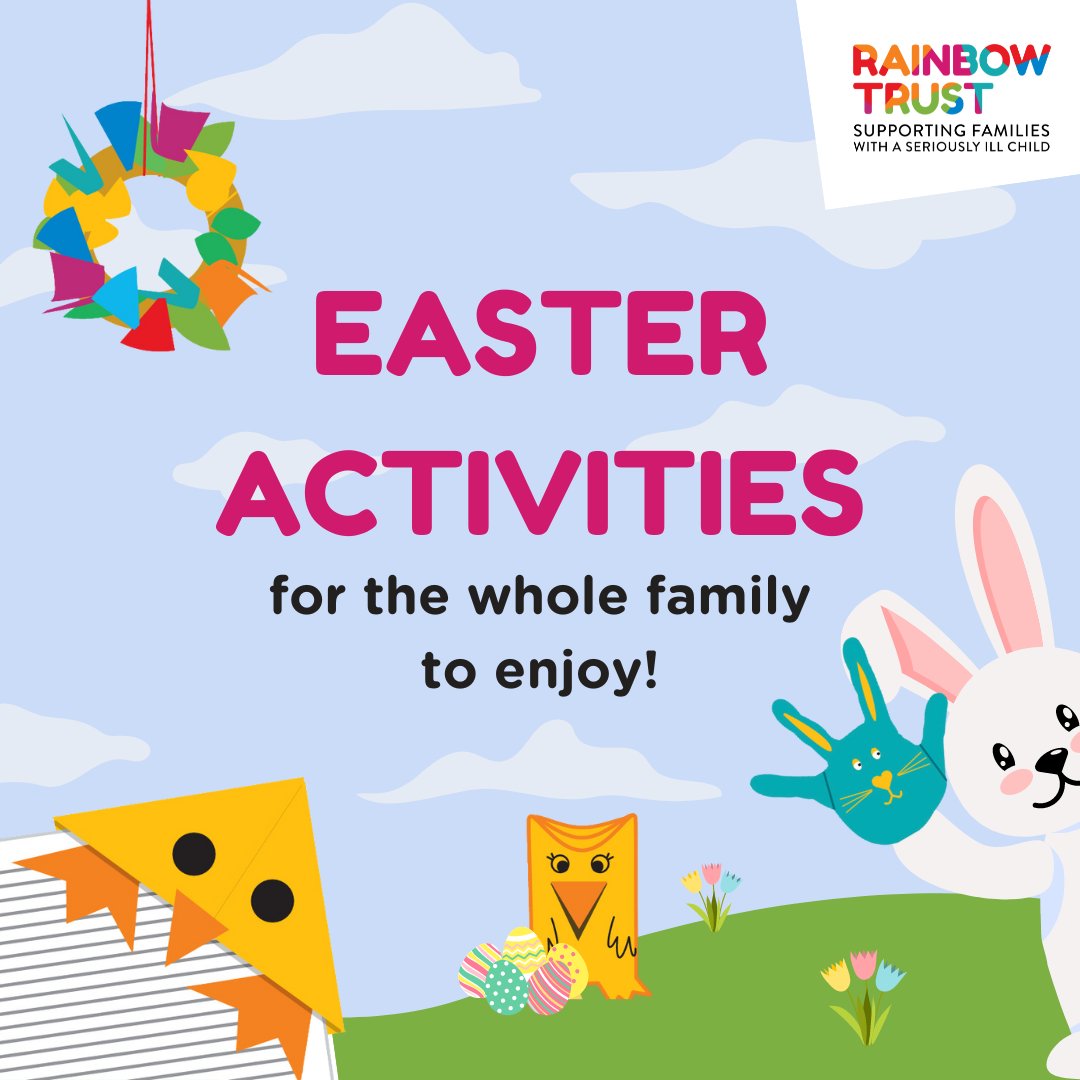 Beat the boredom during the school holidays with our downloadable Easter activities for kids to do at home! From chick bookmarks to hand bunnies and spring wreaths, there's something to keep everyone happy. View and download these FREE activities: rainbowtrust.org.uk/support-for-fa…