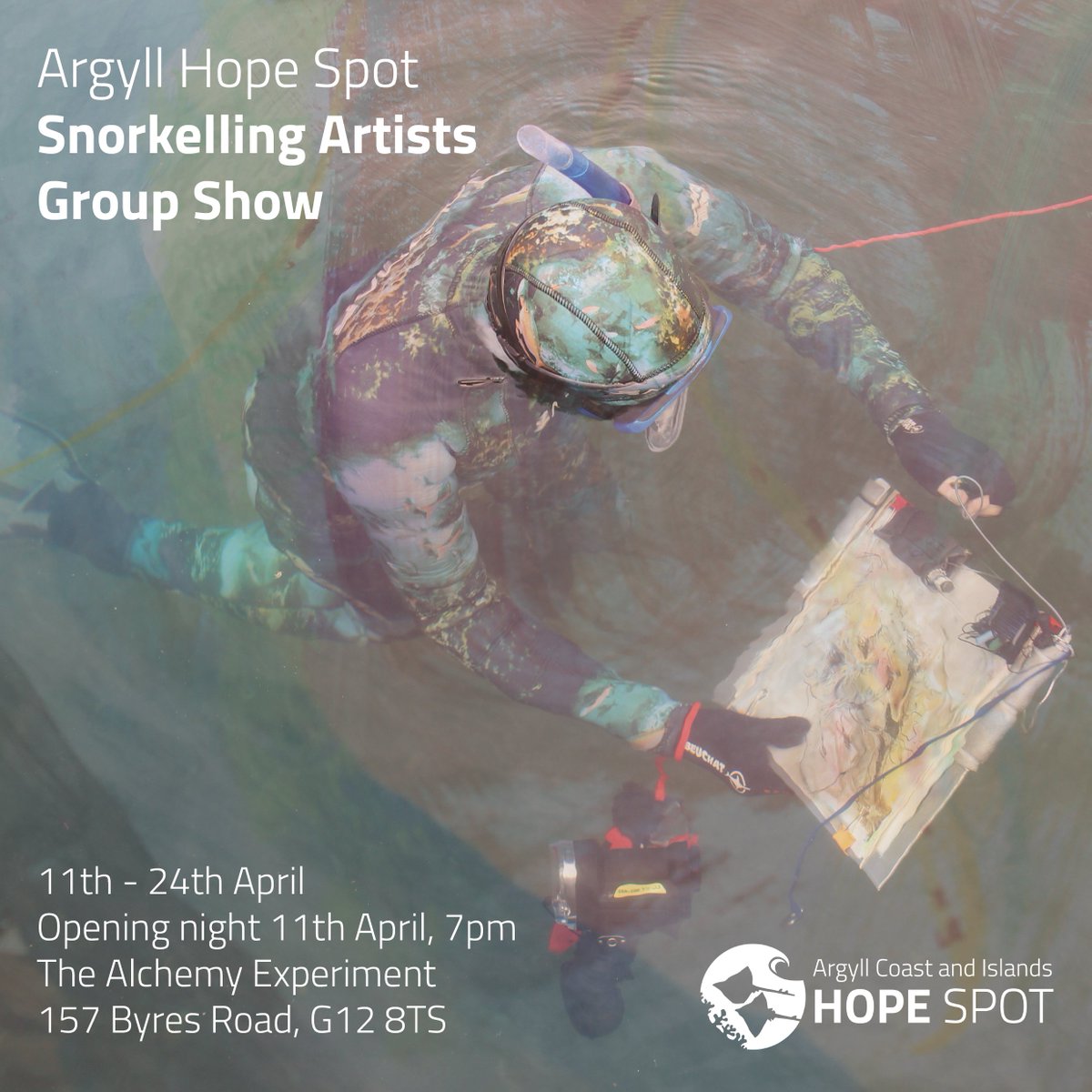Last year I had the privilege of joining the <a href="/ArgyllHopeSpot/">Argyll Hope Spot</a> Snorkelling Artists Residency. Wonderful marine life, inspiring restoration &amp; dynamic community action. 💙🪸🌱🐙
See some of the brilliant results of taking artists, musicians &amp; writers underwater; next week in Glasgow!