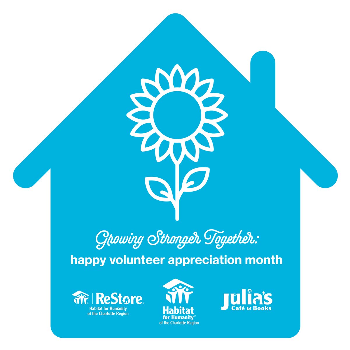 Happy #VolunteerAppreciationMonth! Volunteers help us grow and make our mission possible.🌻 Our volunteers have put in more than 35,000 hours and have helped us serve 266 families so far this fiscal year. From all of us at Habitat Charlotte Region, thank you for all that you do!