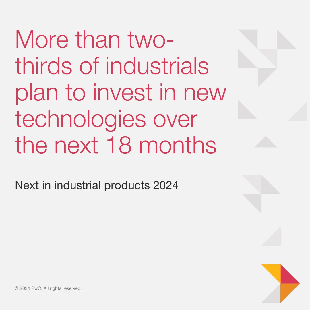 PwC's Next in industrial products 2024 explores the factors disrupting the #manufacturing industry. From the new employee experience to #GenAI adoption and the electrification of #transportation, these are the top trends impacting manufacturers this year: pwc.to/3UGn6yE
