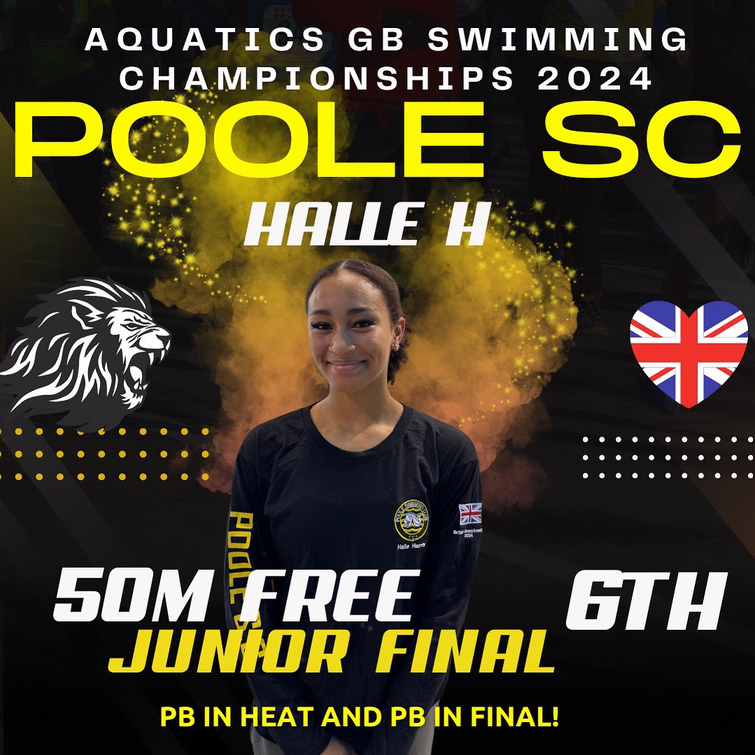 Day 3:  Halle smashes out an impressive half second PB in the 50m Free and lowers it again to step up to 6th in the final 👏👏👏