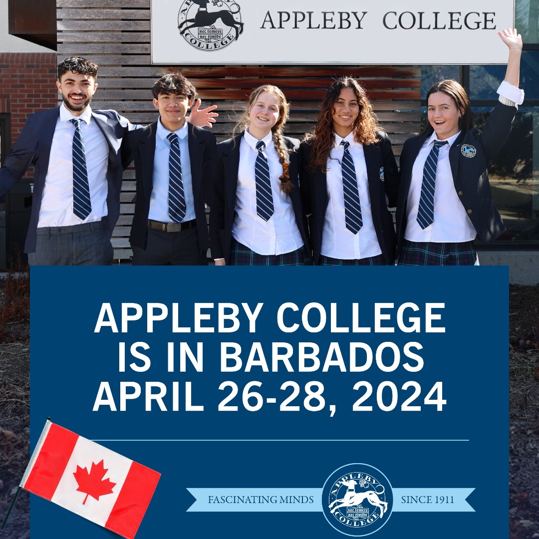 If you would like to meet with Kim English, Director, Admissions, during her visit to Barbados from April 26 - 28, please send her an e-mail at kenglish@appleby.on.ca. #ApplebyCollege #independentschool #admissions