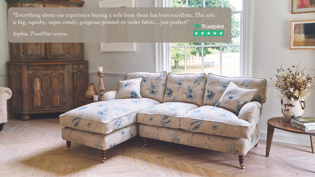 We love reading your reviews 💙 Who doesn't love settling down on a super comfy sofa? Discover our range of bespoke sofas online, with 15% off: bit.ly/3PHZtQ7 #interiordesign #homeinteriors #bespokefurniture