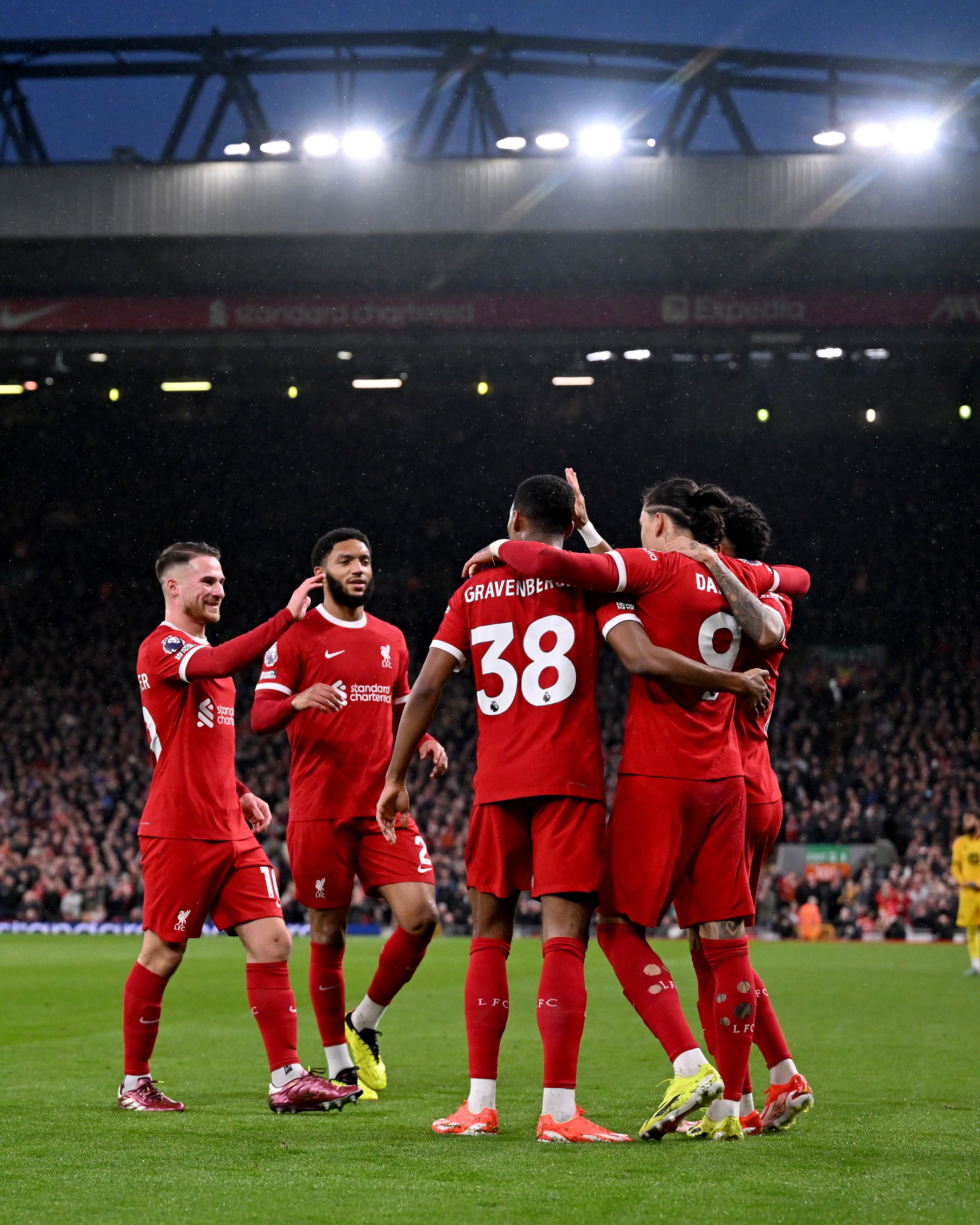 Liverpool celebrate their goal against Sheffield Utd