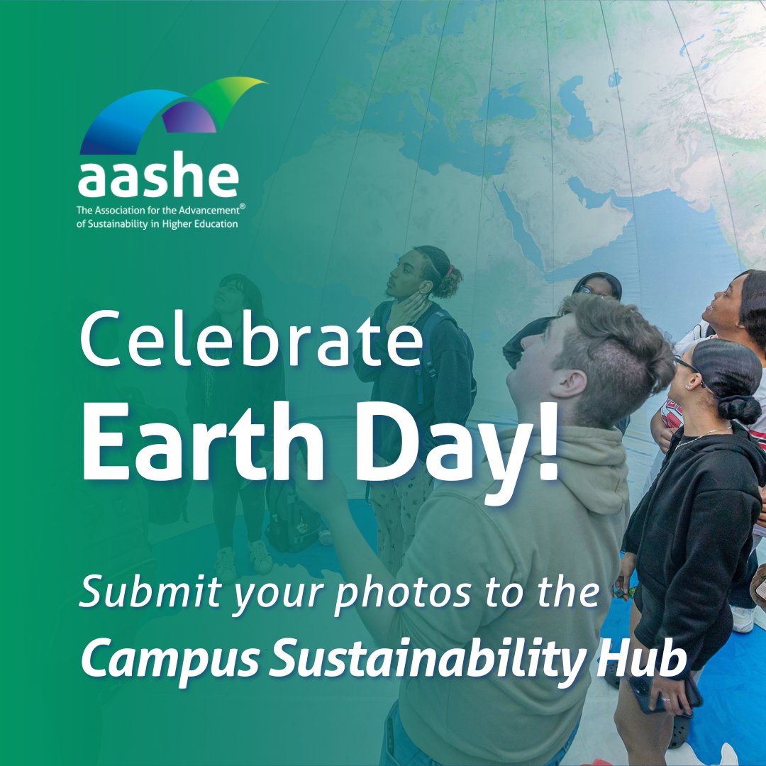 Throughout April, we're launching our photo campaign to showcase YOUR sustainability efforts! Snap a photo of your Earth Day impacts and celebrations, and share them with us using #AASHEearth. And don't forget to post your photos on the Hub! 📸 hub.aashe.org/submit-resourc…