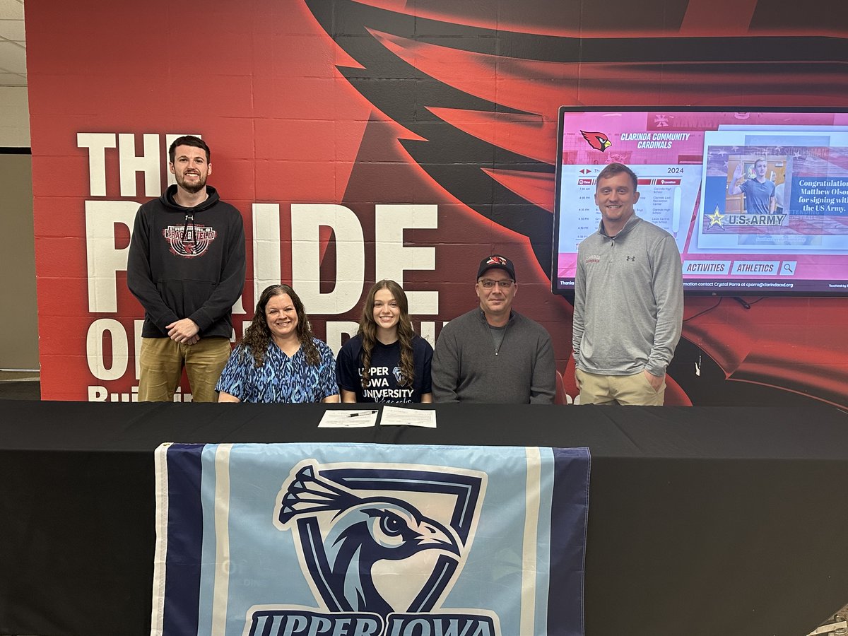 Congrats to Senior sprinter/hurdler Bailey Nordyke on signing with Upper Iowa University! Bailey is a great athlete and a great leader! #GoCards #GoPeacocks
