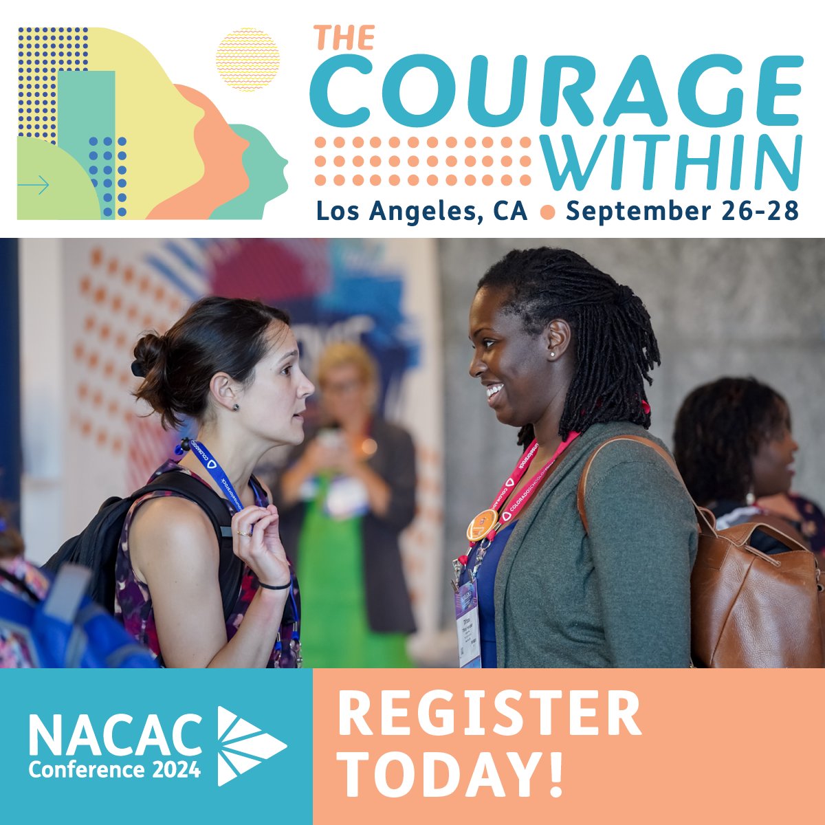 Register for #NACAC Conference 2024. Join us in Los Angeles, Sept 26-28, to share best practices, inspirational ideas, research, and professional stories at the signature annual event for college admission counseling professionals. ow.ly/B9po50R594y #NACAC2024