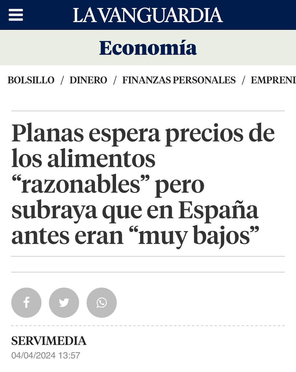 Para Planas dedicamos dinero a comprar móviles y poco a la alimentación. Es una broma! El consumo de carne ha disminuido un 15% y de pescado ha bajado un 32% porque los españoles no pueden pagarlo. Cuando Hacienda bate récords de recaudación de IVA de los alimentos, los…