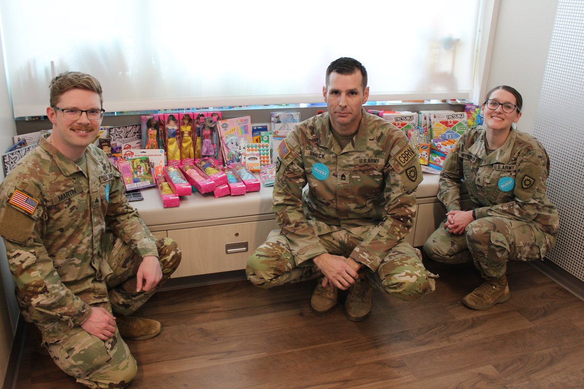 We'd like to say thank you to the 299th Chemical Company of the Kentucky Army National Guard for the toys they collected for @ChildrensCBDI! These toys will be distributed and shared between our hematology, oncology, and bone marrow transplant patients.