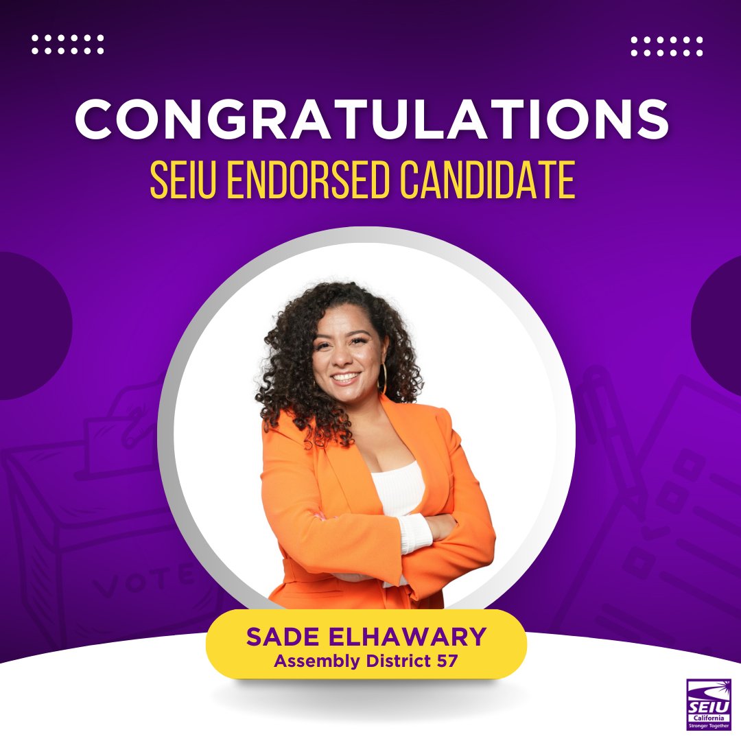 Congrats Sade Elhawary @SadeElhawary AD-57 for making it through to the November election! SEIU members were proud to campaign alongside Sade during the march primary and now on to the general!