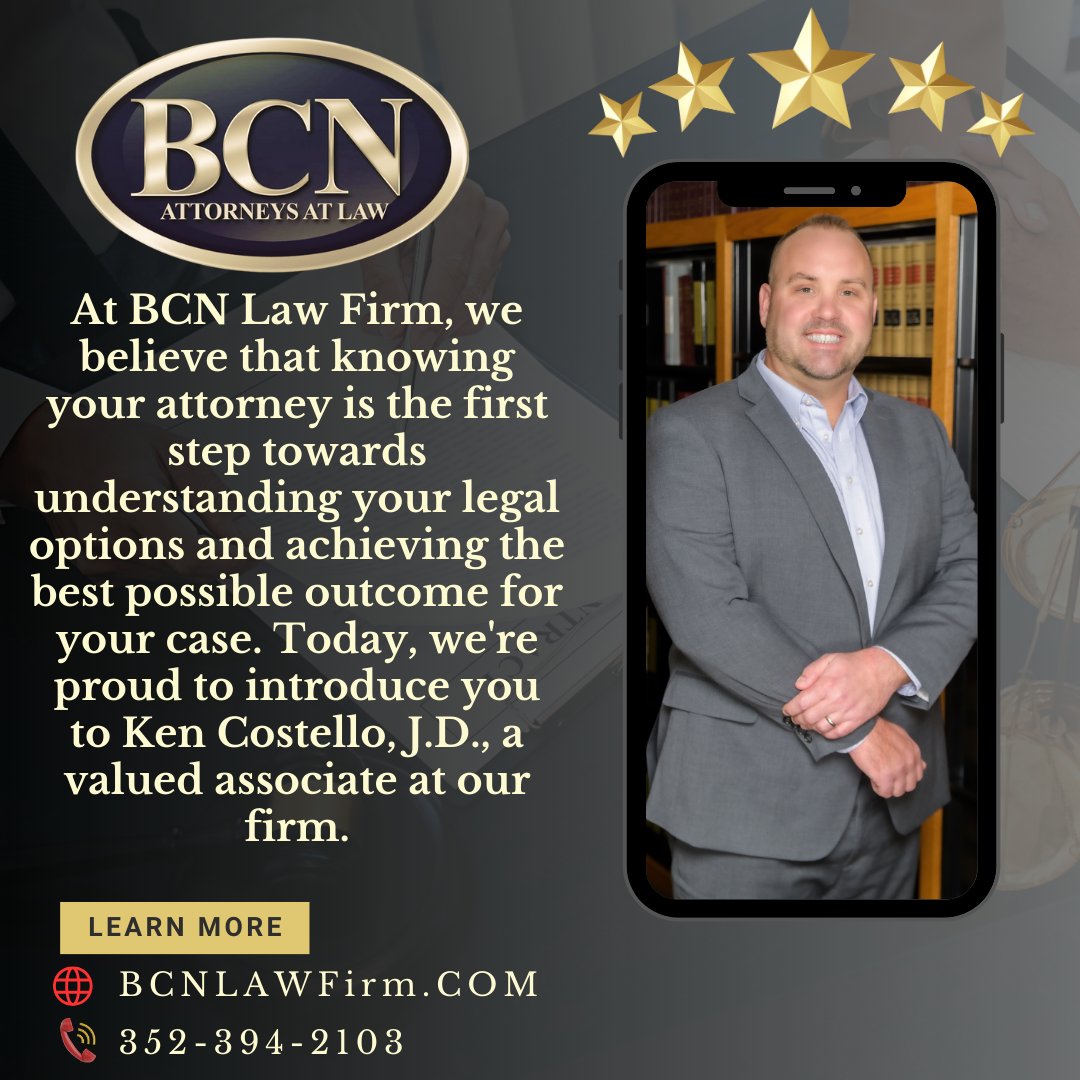 If you're looking for a knowledgeable, trustworthy attorney who will fight for your rights and help you understand your legal options, look no further than Ken Costello at BCN Law Firm
#thursdayvibes #ThursdayMotivation #attorney #floridalaw #TBT