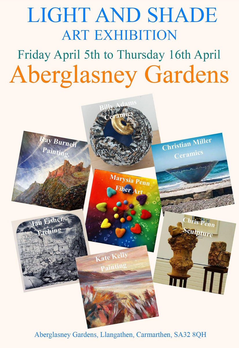 We're pleased to announce that 7 Artists will bring their Light and Shade art exhibition to Aberglasney from tomorrow, Friday, 5th April through to Tuesday 16th April. For full information on each of the seven artists click here: aberglasney.org/events-and-exh…
