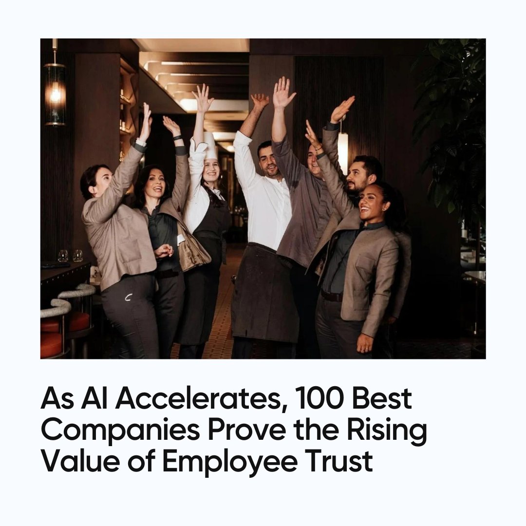 The future of work is here, and AI is playing a major role. But we're seeing a key factor emerge for success in the age of automation: trust.
bit.ly/3TJ4ID7

#GreatPlaceToWork #GPTWCertified #100BestCos #BestWorkplaces