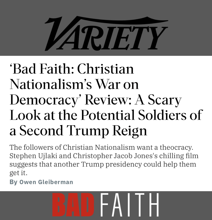 Terrific review of Steve Ujlaki new film, BAD FAITH, in @Variety. Will stream nationally starting 4/26. Review is here: shorturl.at/giGTZ. More info about the film and screenings: badfaithdocumentary.com