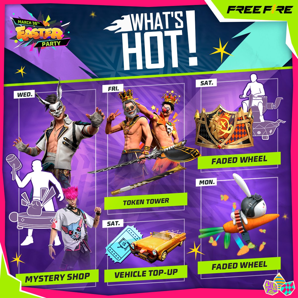 📕 The #WEEKLYAGENDA IS HERE! 📕 📢 Make way for the KING 👑 Fight for the crown with a new beard to claim the throne of the new emote. 🔨 Also, conquer the Whac-A-Cotton emote, and don't forget to eat fruits and vegetables with the return of a dangerous MP5. 🐰🥕