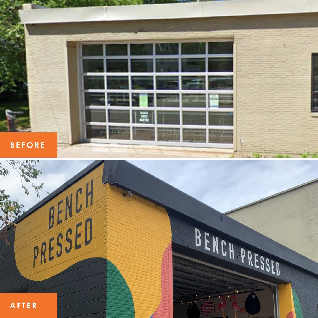 redesign_inc's tweet photo. Like a little ray of sunshine when you pass by! We are so in love with what @Benchpressed_ did with their Storefront Improvement Grant. 
What would you do with $5,000 in matching funds to improve the curb appeal of your business? 
https://t.co/ODdUsvS6wu https://t.co/vKaKzYfAwH