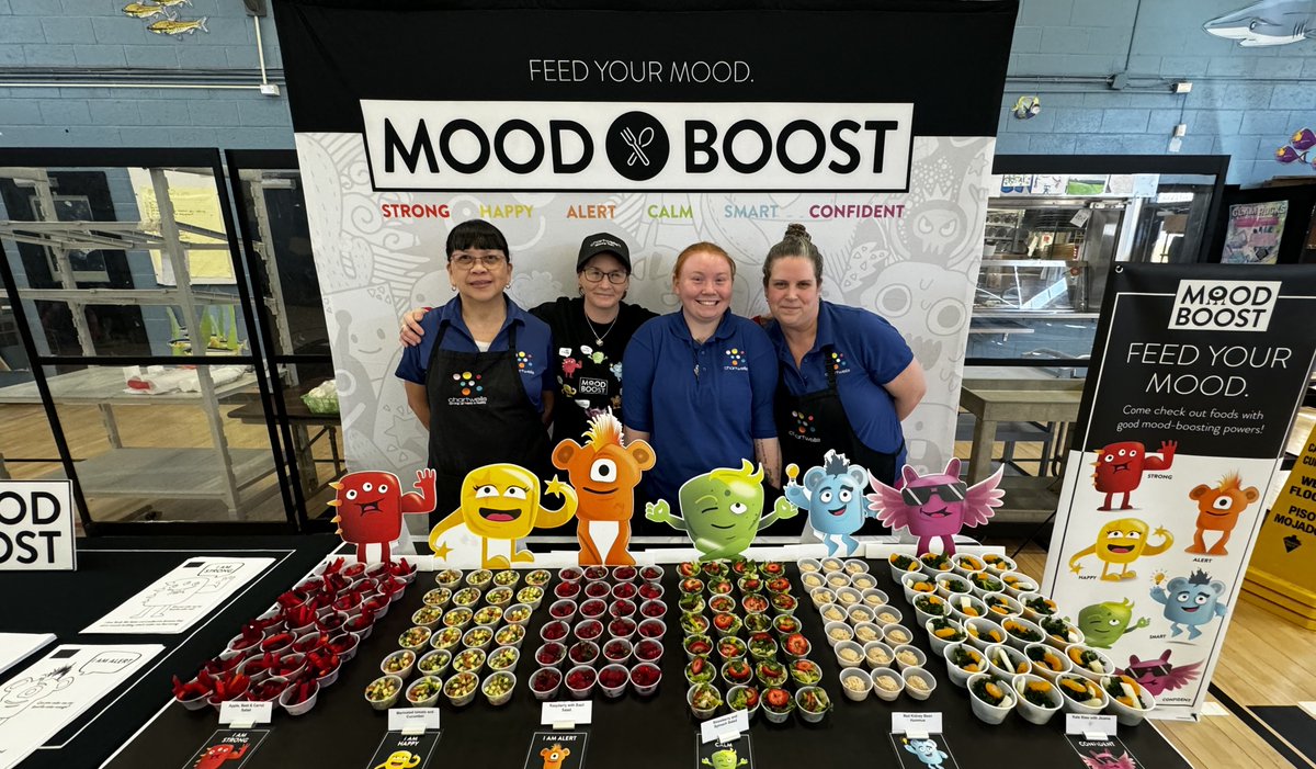 Elementary students at @norwichps in Connecticut learned how foods can impact how they feel with our #MoodBoost program! Students throughout seven schools recently sampled healthy foods and met our Moodie characters. #ServingUpHappyandHealthy