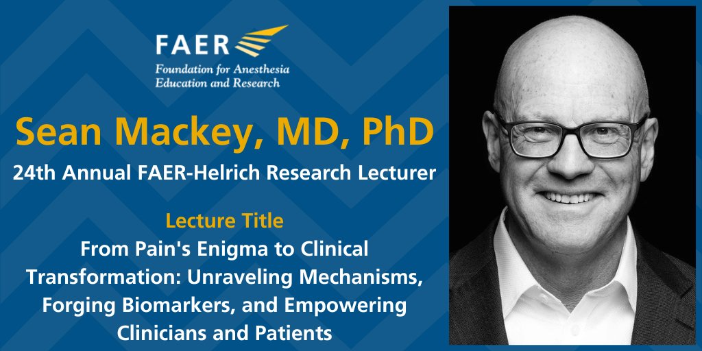 asahq.org/faer/about/new… FAER is pleased to announce Dr. Sean Mackey ( @DrSeanMackey) of @stanfordanes as the 24th Annual FAER-Helrich Research Lecturer! Dr. Mackey will present his lecture on October 19 at #ANES24. We look forward to seeing you there! #Anesthesiology #Research