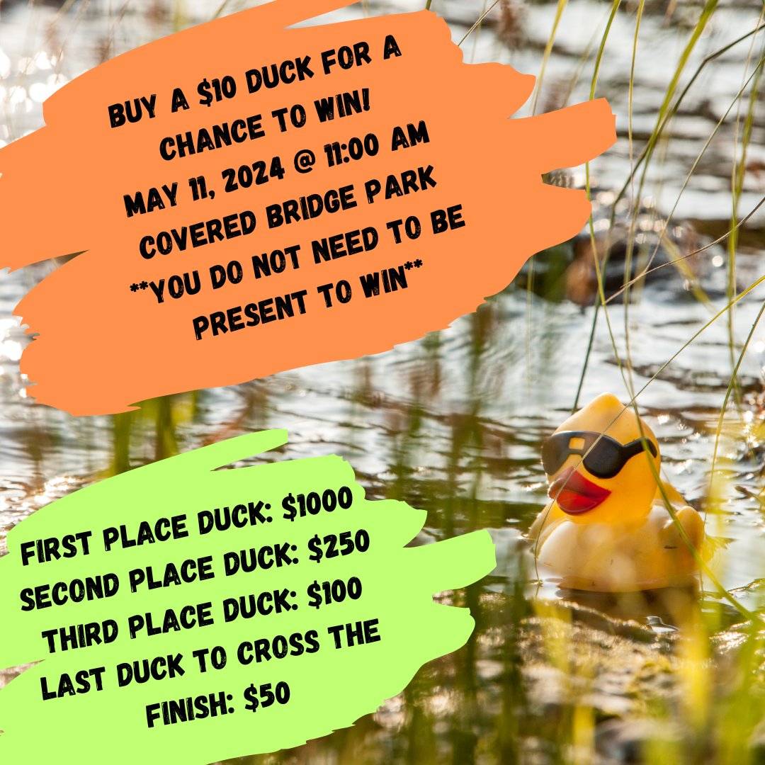 🦆The annual PHS Leo Club Duck Race will take place on May 11th at Covered Bridge Park! Purchase a duck today and raise money for Leo's League Pediatric Cancer Fund! Ducks are only $10! Purchase at the link in our bio or here: trst.in/Ba3L0A